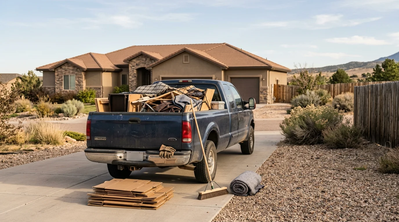 Junk Hauling Masters crew loading unwanted items into a truck for junk removal in Colorado Springs